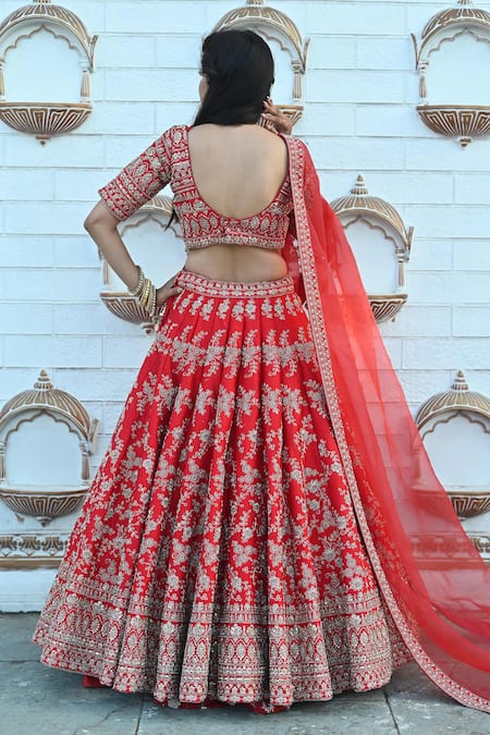 Tanushavy Couture Flower Dabka Embroidered Bridal Lehenga Set 