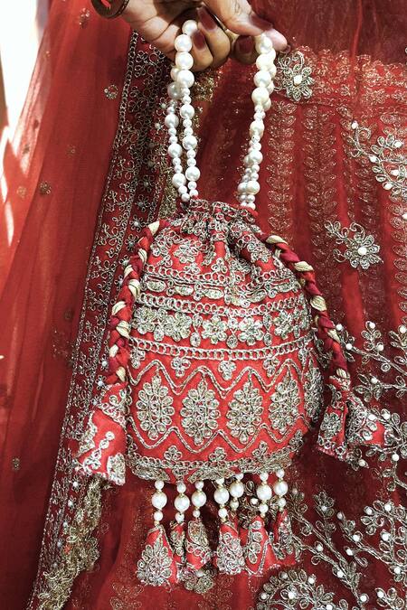 Tanushavy Couture Red Silk, Net, Cotton Beads, Pearls, Sequins, Flower Jaal Bridal Lehenga Set at Aza Fashions Tanushavy Couture_Red Silk, Net, Cotton Beads, Pearls, Sequins, Flower Jaal Bridal Lehenga Set _at_Aza_Fashions