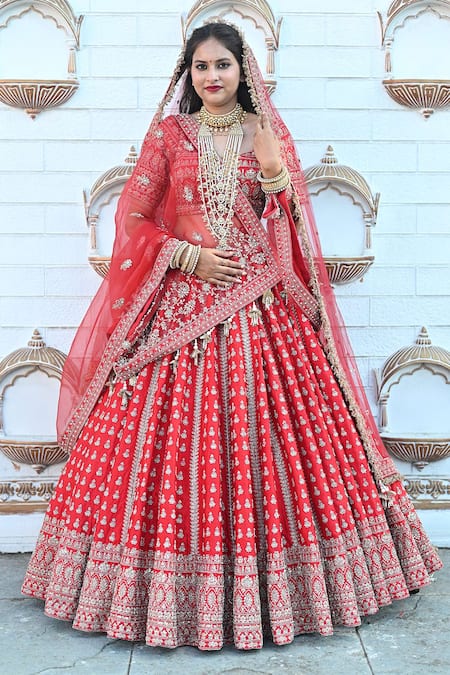 TANUSHAVY COUTURE Floret Butti Embroidered Bridal Lehenga Set 