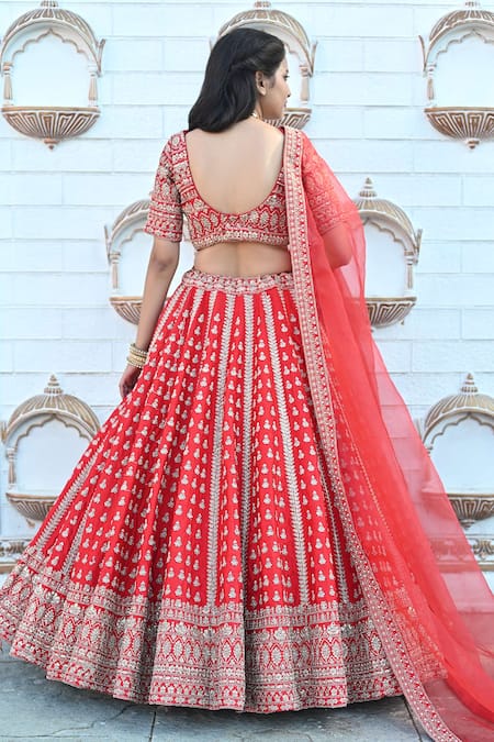 Tanushavy Couture Floret Butti Embroidered Bridal Lehenga Set 