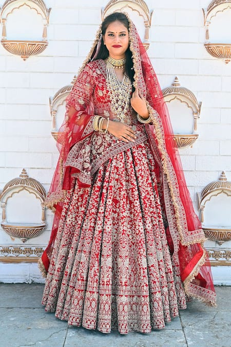 TANUSHAVY COUTURE Floral Bloom Garden Embroidered Bridal Lehenga Set 