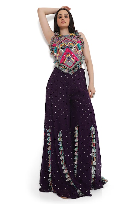 Payal Singhal Tribe Vibe Embroidered Choli With Sharara 