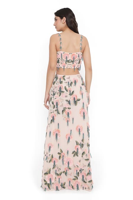 Payal Singhal Bloom Garden Embroidered Blouse With Slit Skirt 