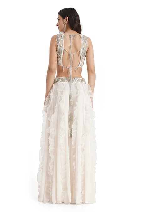 Payal Singhal Lily Bloom Embroidered Choli Ruffled Sharara Set 