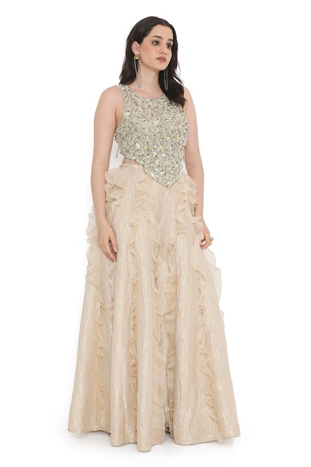 Buy Payal Singhal Off White Tissue, Georgette Crystals, Pearls, And Embellished Choli With Sharara Online at Aza Fashions Buy_Payal Singhal_Off White Tissue, Georgette Crystals, Pearls, And Embellished Choli With Sharara _Online_at_Aza_Fashions