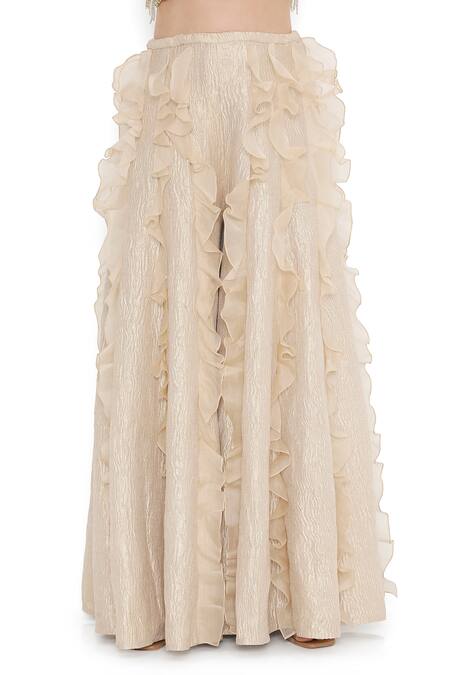 Payal Singhal Off White Tissue, Georgette Crystals, Pearls, And Embellished Choli With Sharara at Aza Fashions Payal Singhal_Off White Tissue, Georgette Crystals, Pearls, And Embellished Choli With Sharara _at_Aza_Fashions