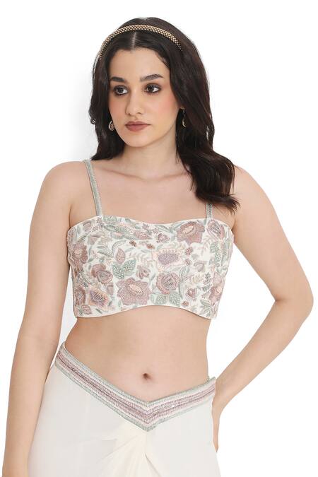 Shop Payal Singhal Off White Georgette Tassels, Embroidery Open Phool Jacket Draped Skirt Set Online at Aza Fashions Shop_Payal Singhal_Off White Georgette Tassels, Embroidery Open Phool Jacket Draped Skirt Set _Online_at_Aza_Fashions