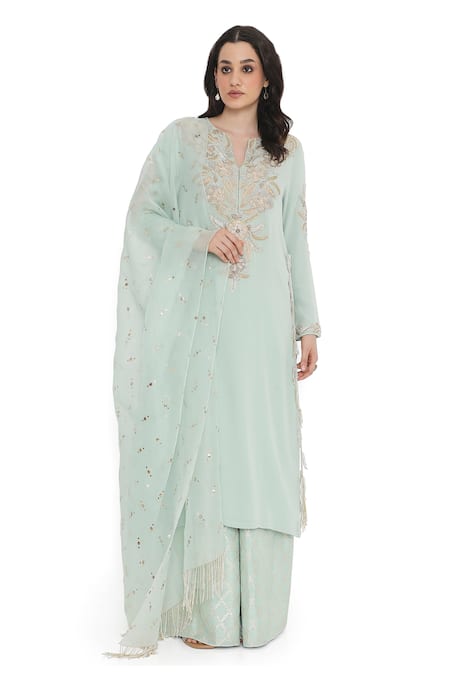 Payal Singhal Floral Embroidered Kurta Palazzo Set 