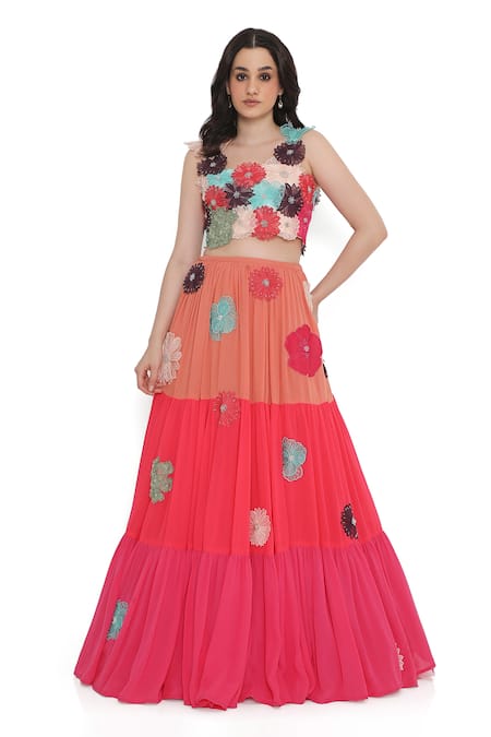 Payal Singhal Floral Applique Work Lehenga Set 