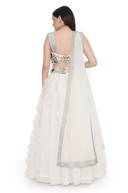 Payal Singhal Floral Embroidered Ruffled Lehenga Set 