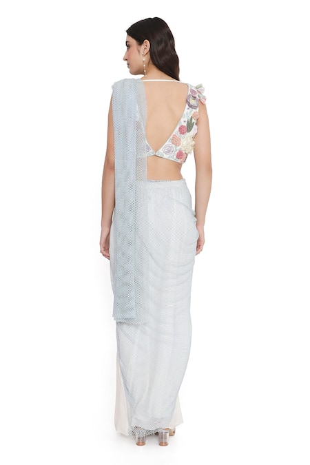 Payal Singhal Georgette & Mesh Pre-Draped Saree With Embroidered Blouse 