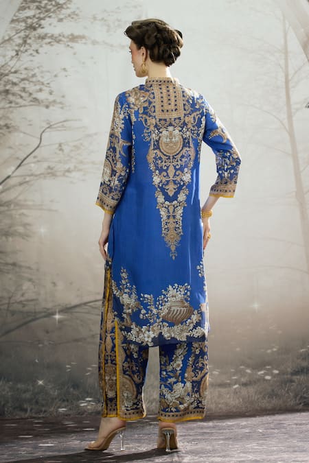 Rajdeep Ranawat Baaka Floral Block Print Tunic & Layered Pant Set 