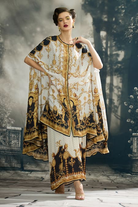 Rajdeep Ranawat Surilee Printed Cape & Draped Skirt Set 