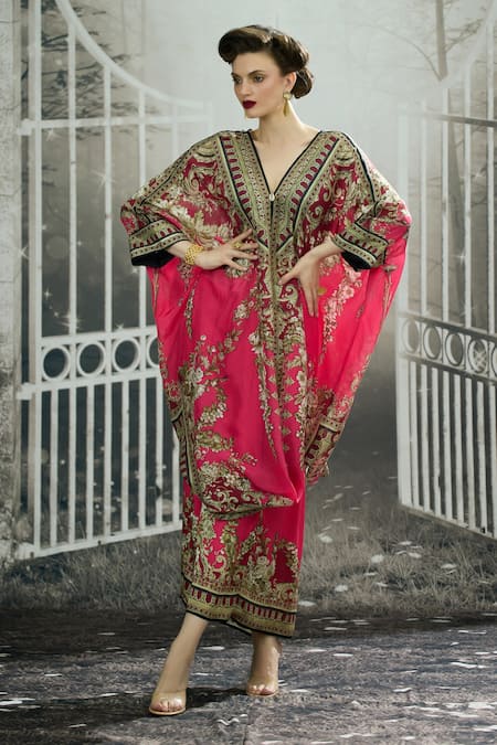 Rajdeep Ranawat Dalilah Printed Draped Kaftan Tunic & Skirt Set 