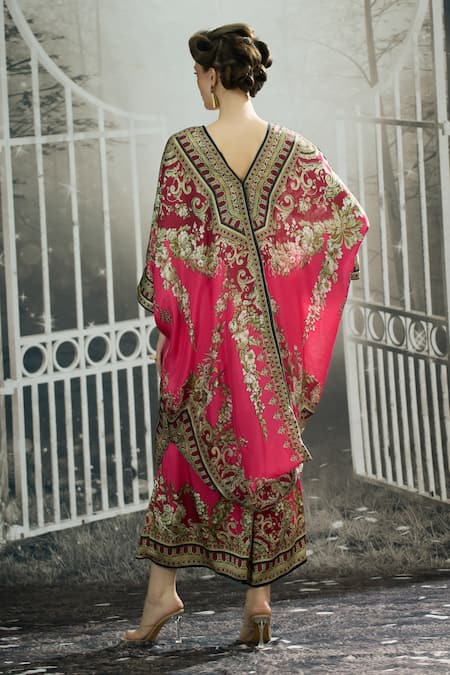 Rajdeep Ranawat Dalilah Printed Draped Kaftan Tunic & Skirt Set 