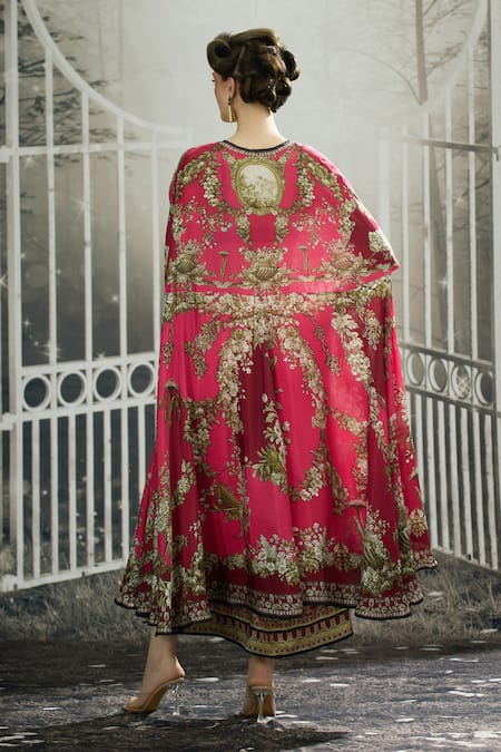 Rajdeep Ranawat Caprice Printed Cape & Draped Skirt Set 