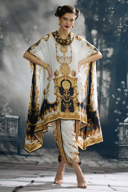 Rajdeep Ranawat Lavanya Regal Print Draped Tunic & Dhoti Pant Set 