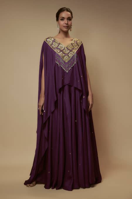 Keith Gomes Silk Embellished Asymmetric Tunic Palazzo Set 