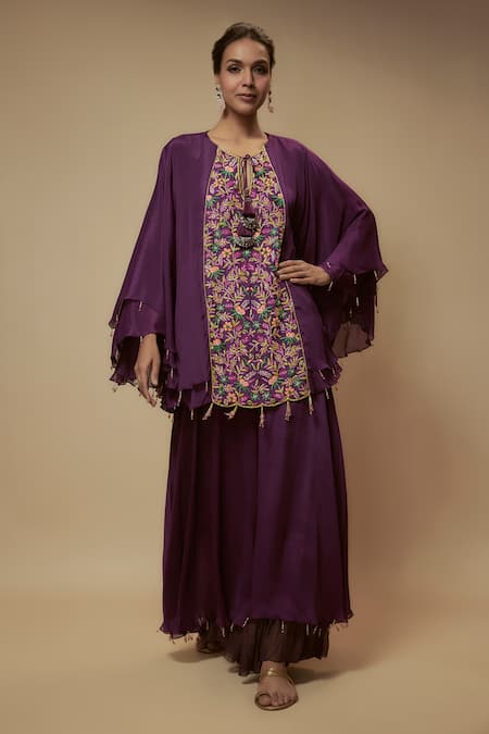 Keith Gomes Bead Embellished Layered Tunic With Palazzo 