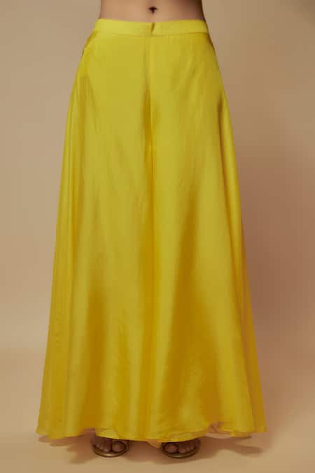 Buy_Keith Gomes_Yellow Silk Organza Sequins, Beads Embellished High-low Tunic With Palazzo _Online_at_Aza_Fashions
