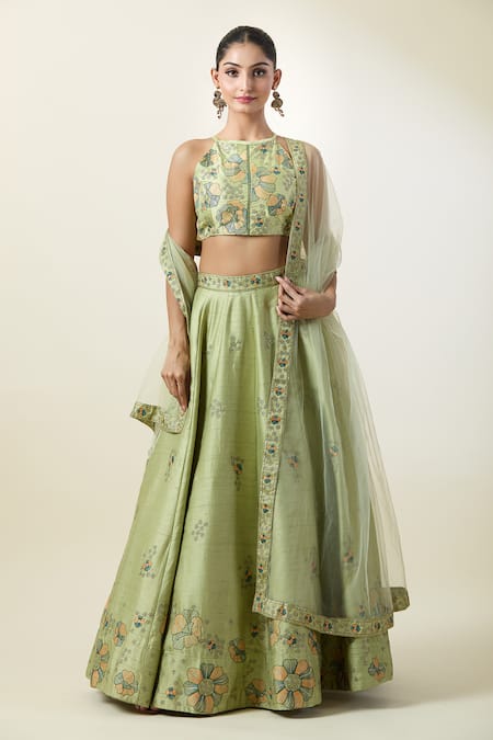 Samyukta Singhania Floral Embroidered Kalidar Lehenga Set 