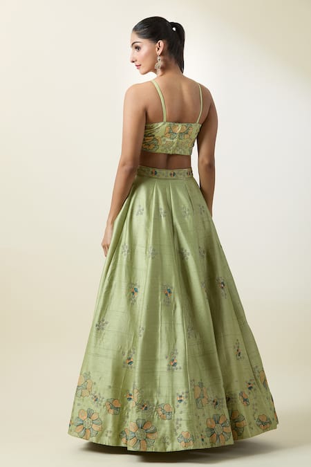 Samyukta Singhania Floral Embroidered Kalidar Lehenga Set 