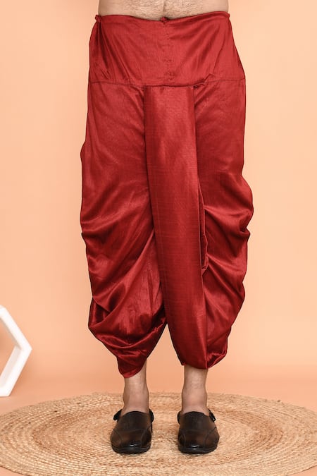 Buy_Arihant Rai Sinha_Black Silk Embroidery Kurta And Maroon Dhoti Pant Set 