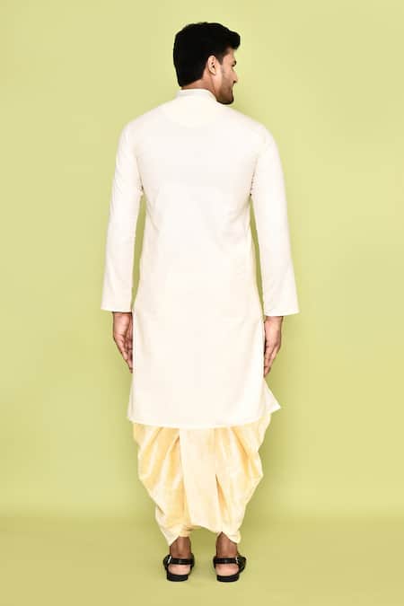Shop_Arihant Rai Sinha_Off White Cotton, Silk Sequins, Embroidery Kurta And Dhoti Pant Set _at_Aza_Fashions