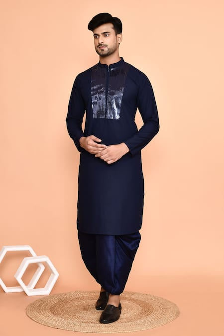 Arihant Rai Sinha Embroidered Cotton Kurta & Off-White Dhoti Pant Set 