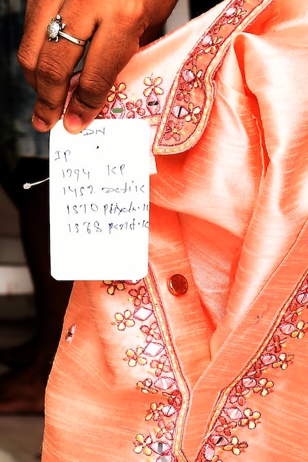 Arihant Rai Sinha_Pink Silk Embroidery Mirror Kurta And Cream Dhoti Pant Set_Online_at_Aza_Fashions