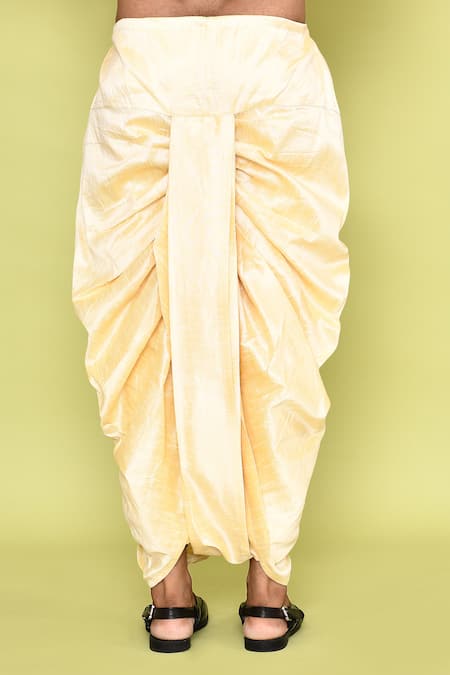 Shop_Arihant Rai Sinha_Pink Silk Embroidery Mirror Kurta And Cream Dhoti Pant Set_Online_at_Aza_Fashions