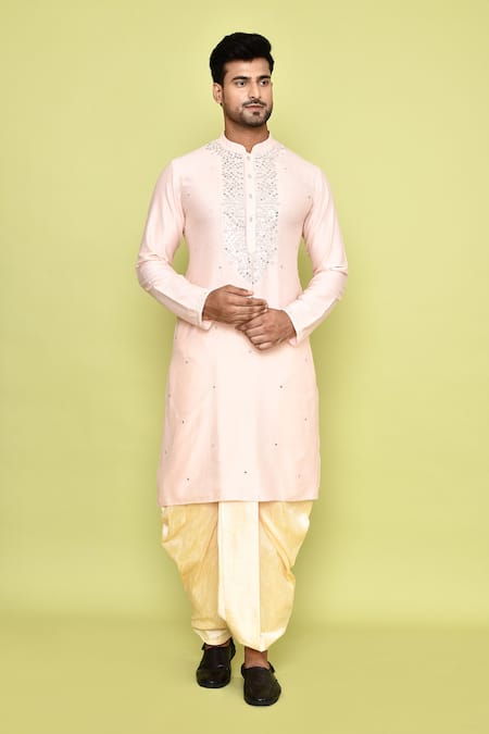 Arihant Rai Sinha Mirror Work Kurta & Cream Dhoti Pant Set 