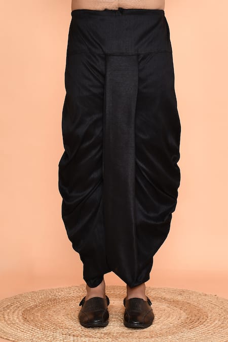 Buy_Arihant Rai Sinha_Maroon Silk, Polyester Embroidery Kurta And Black Dhoti Pant Set 