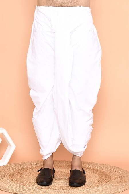 Buy_Arihant Rai Sinha_Grey Silk Embroidery Thread Work Kurta And Cream Dhoti Pant Set 