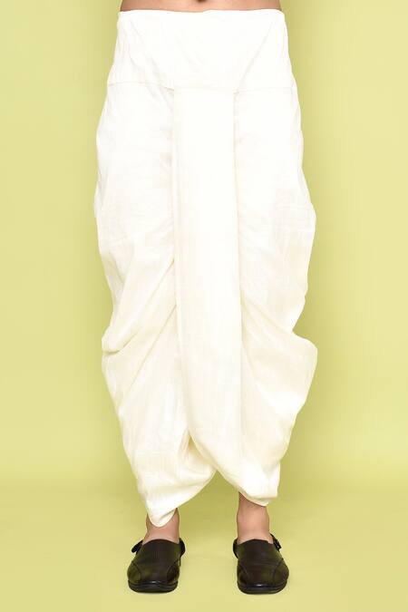 Arihant Rai Sinha_Cream Cotton, Silk Embroidery Thread Kurta And Off-white Dhoti Pant Set _Online_at_Aza_Fashions