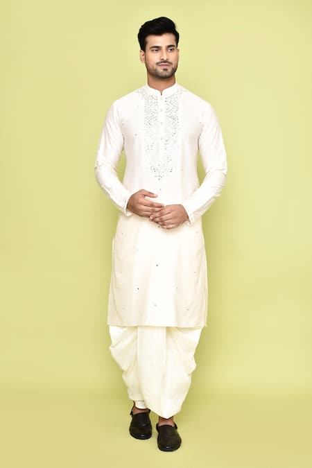 Arihant Rai Sinha Thread Embroidered Kurta & Beige Dhoti Pant Set 