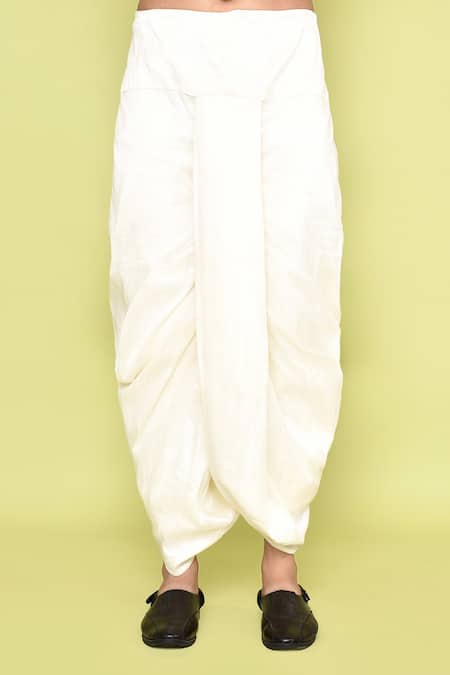 Arihant Rai Sinha_Beige Silk Mirrors, Embroidery Thread Kurta And Dhoti Pant Set _Online_at_Aza_Fashions