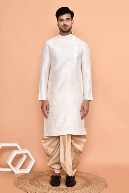 Buy_Arihant Rai Sinha_Cream Silk Embroidery Kurta And Dhoti Pant Set _Online_at_Aza_Fashions