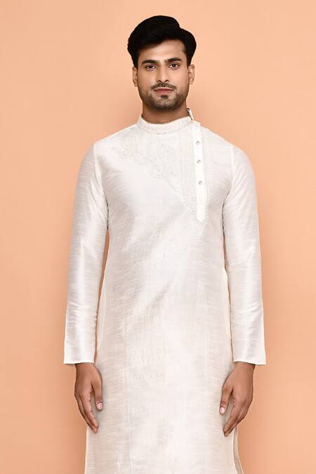 Shop_Arihant Rai Sinha_Cream Silk Embroidery Kurta And Dhoti Pant Set _Online_at_Aza_Fashions