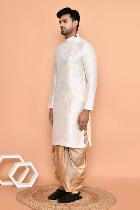 Arihant Rai Sinha_Cream Silk Embroidery Kurta And Dhoti Pant Set _at_Aza_Fashions