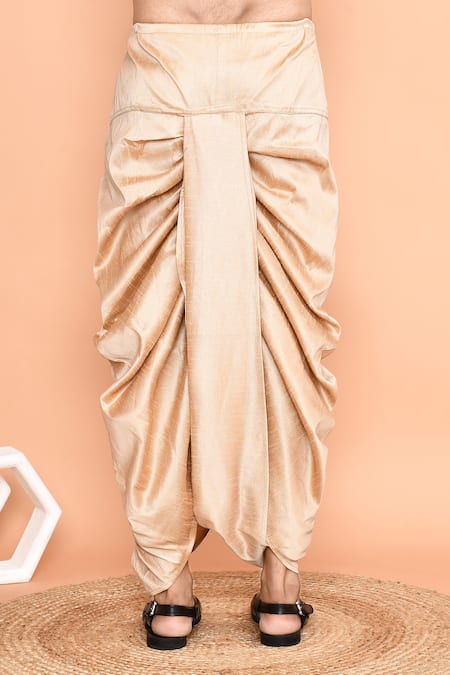 Buy_Arihant Rai Sinha_Brown Silk Mirrors, Embroidery Kurta And Cream Dhoti Pant Set_Online_at_Aza_Fashions