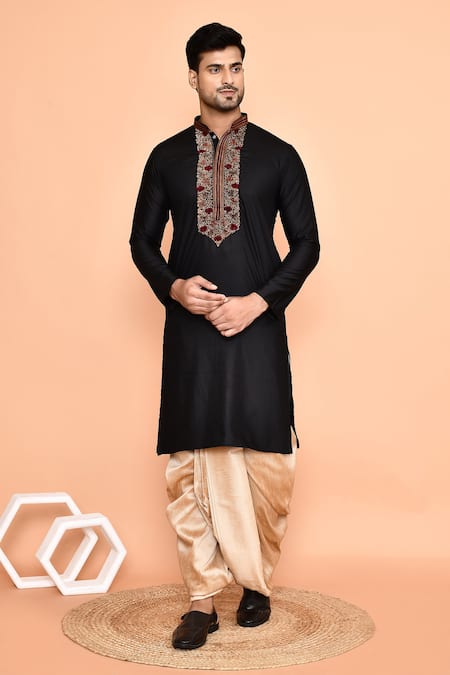 Arihant Rai Sinha Embroidered Cotton Kurta & Cream Dhoti Pant Set 