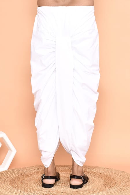 Buy_Arihant Rai Sinha_Blue Cotton, Silk Mirrors, Embroidery Kurta And Off-white Dhoti Pant Set _Online_at_Aza_Fashions