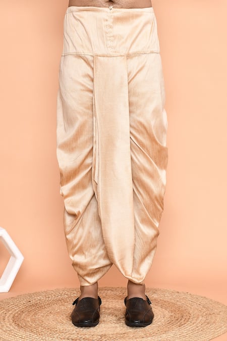 Arihant Rai Sinha_Brown Silk Embroidery Butti Kurta And Dhoti Pant Set_Online_at_Aza_Fashions