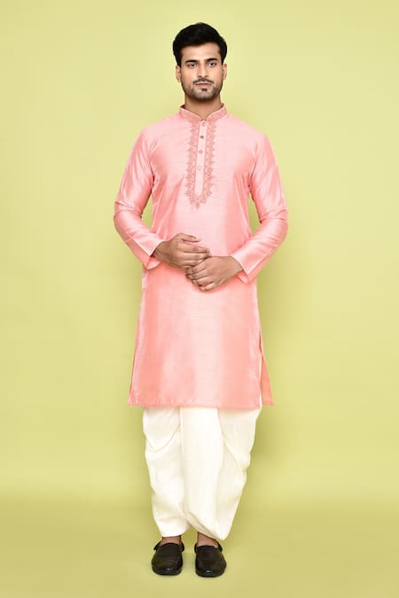 Arihant Rai Sinha Embroidered Placket Kurta With Dhoti Pant 