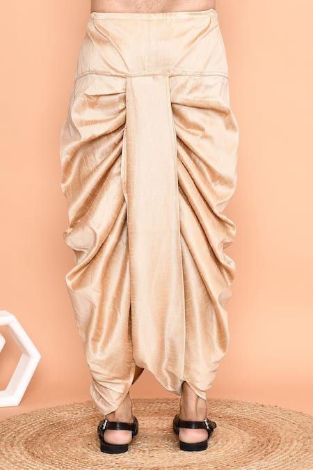 Buy_Arihant Rai Sinha_Beige Silk Embroidery Floral Placket Kurta With Dhoti Pant _Online_at_Aza_Fashions