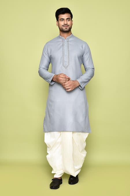 Arihant Rai Sinha Embroidered Placket Straight Kurta With Dhoti Pant 