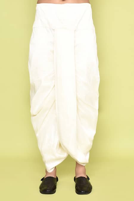 Arihant Rai Sinha_Grey Cotton, Silk Embroidery Placket Straight Kurta With Dhoti Pant _Online_at_Aza_Fashions