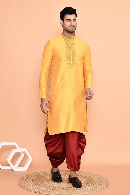 Arihant Rai Sinha Floret Embroidered Placket Kurta With Dhoti Pant 