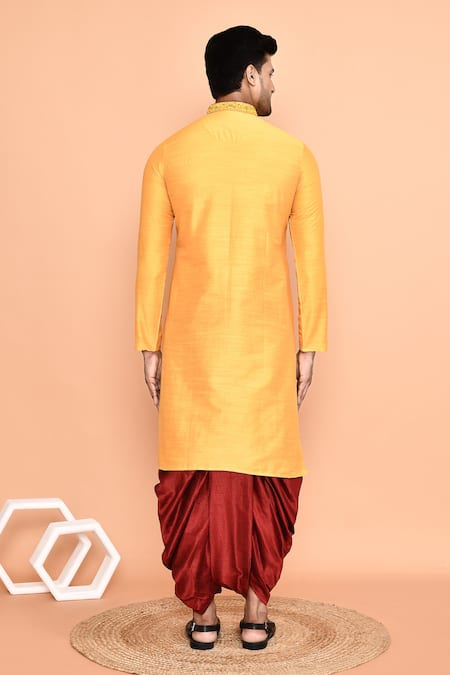 Arihant Rai Sinha Floret Embroidered Placket Kurta With Dhoti Pant 
